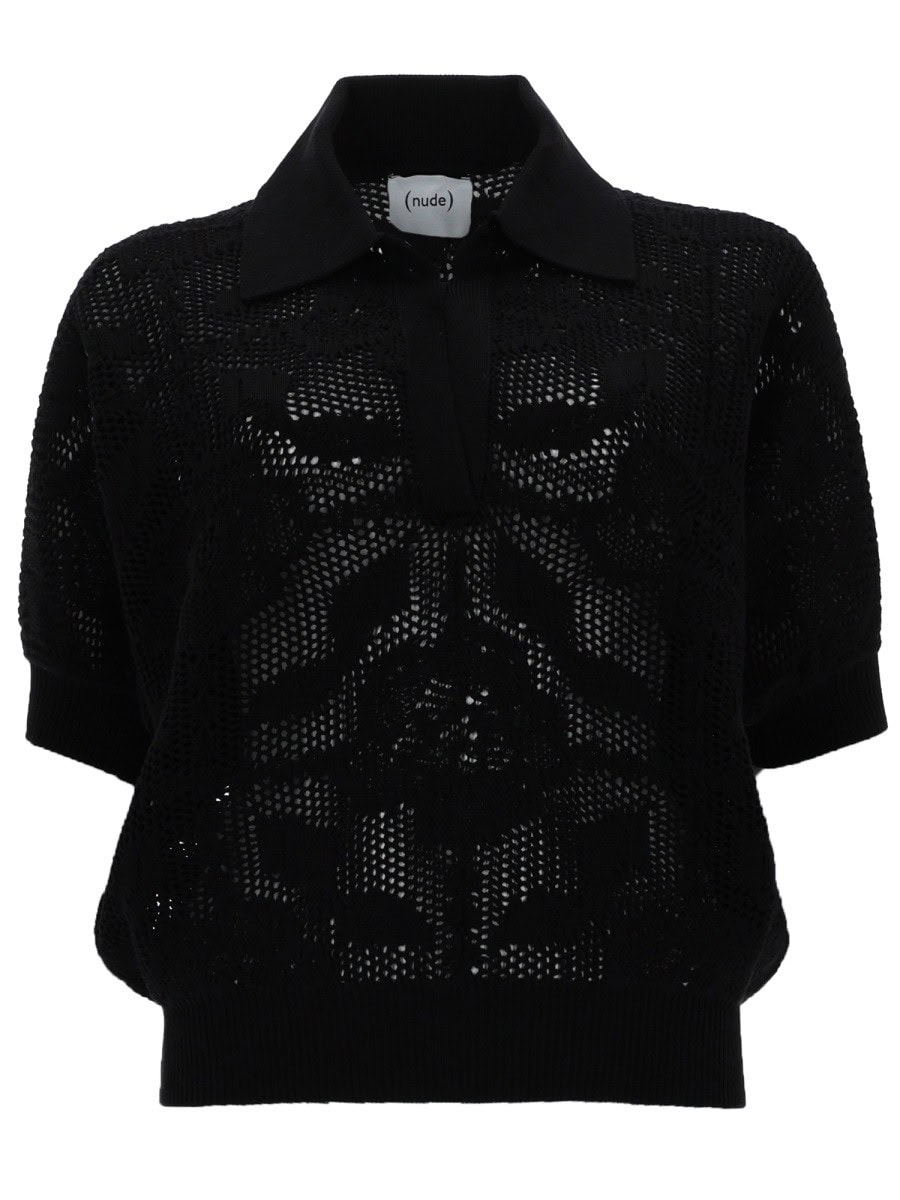 NUDE POLO IN MAGLIA TRAFORATA