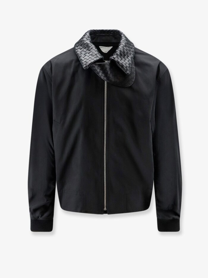 bottega veneta nylon and cotton jacket with intrecciato details Bottega Veneta Nylon And Cotton Jacket With Intrecciato Details
