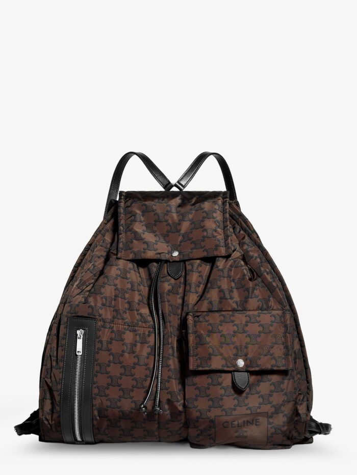 celine nylon and leather backpack with triomphe print Celine Nylon And Leather Backpack With Triomphe Print