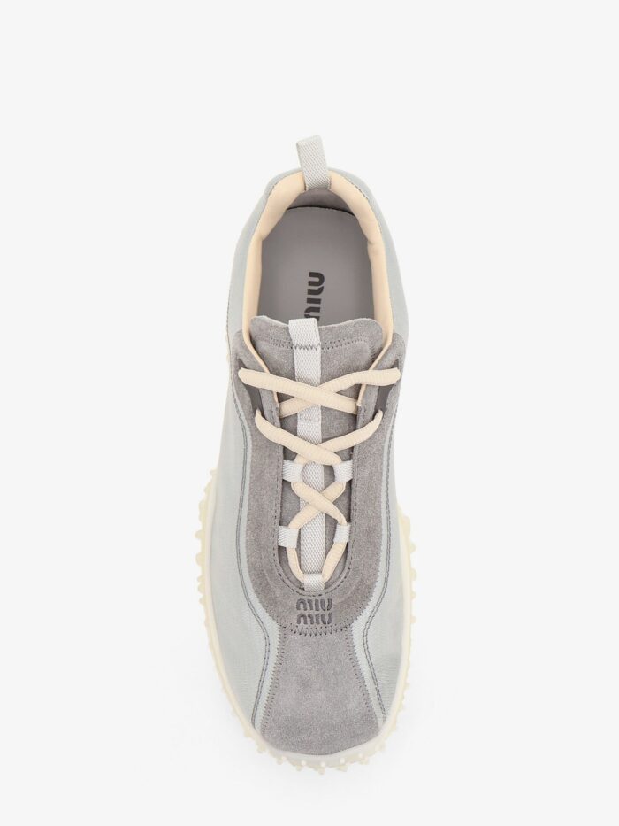 Miu Miu Nylon And Suede Sneakers With Embroidered Logo