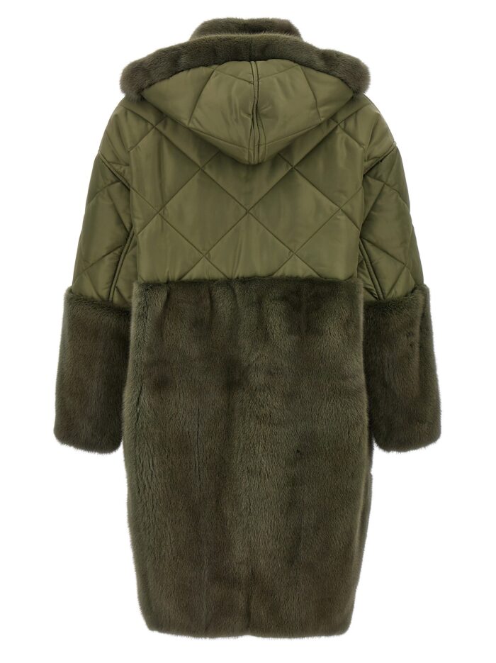 BLANCHA 'Nylon Diamond-Visone' Long Down Jacket