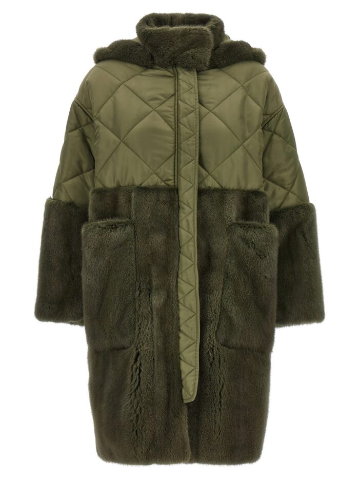 BLANCHA 'Nylon Diamond-Visone' Long Down Jacket