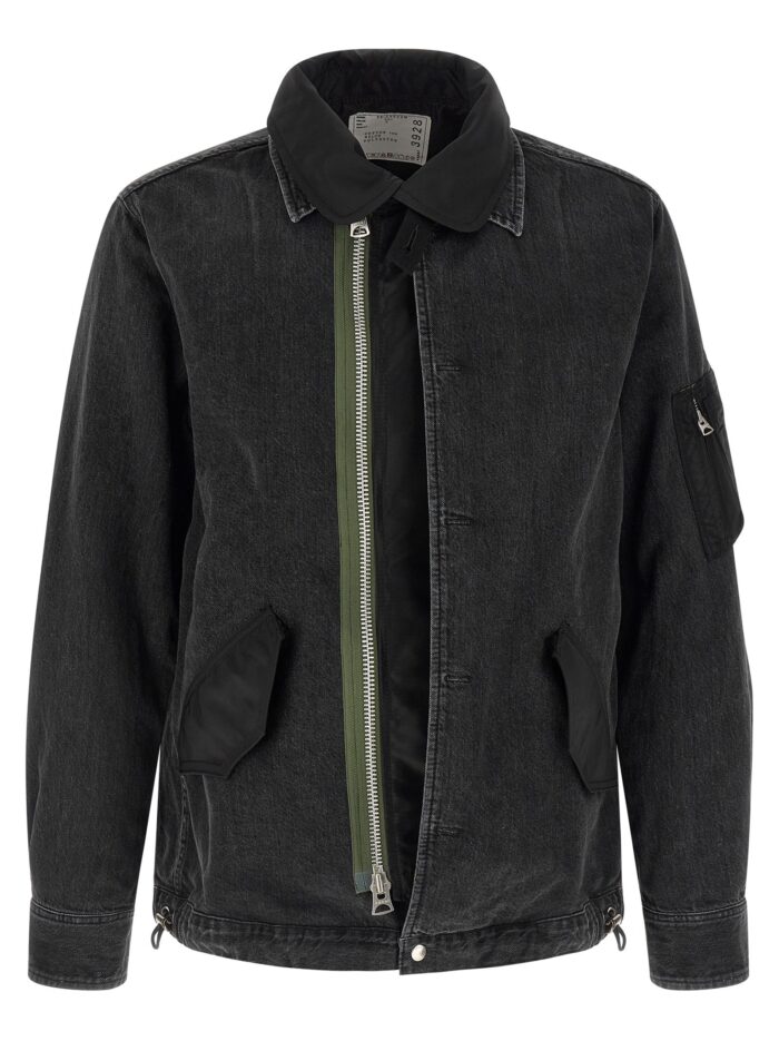 sacai nylon insert denim jacket SACAI Nylon Insert Denim Jacket