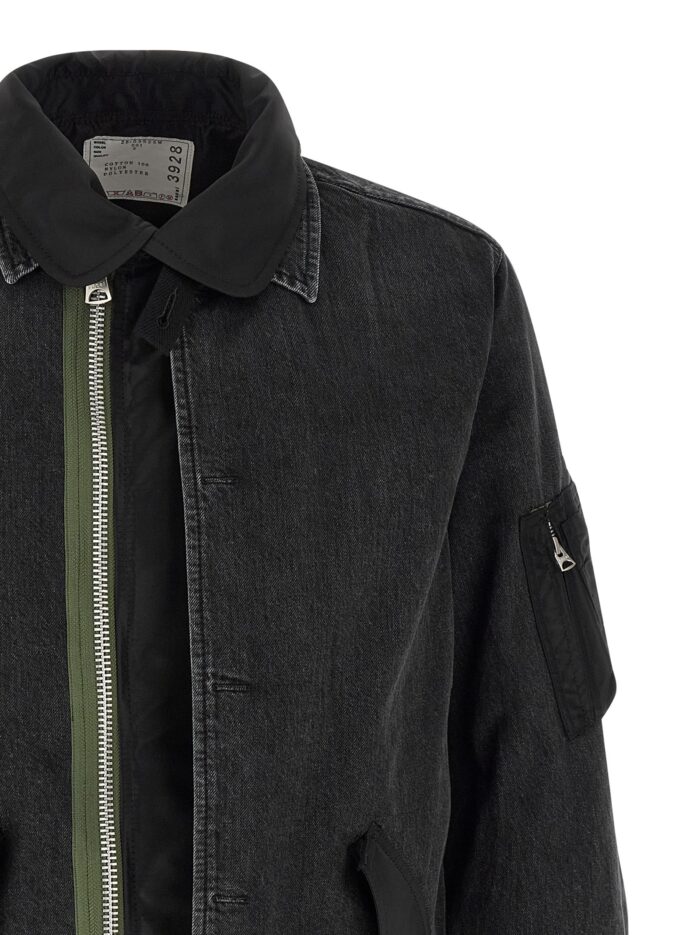 SACAI Nylon Insert Denim Jacket