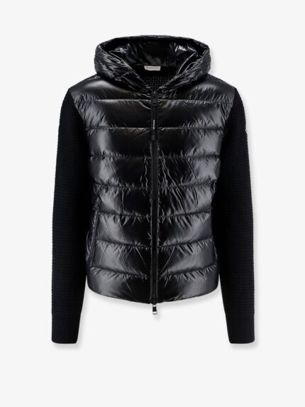 Moncler Nylon Jacket With Wool And Cashmere Blend Sleeves