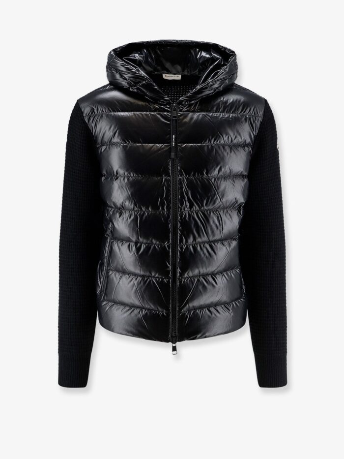 Moncler Nylon Jacket With Wool And Cashmere Blend Sleeves