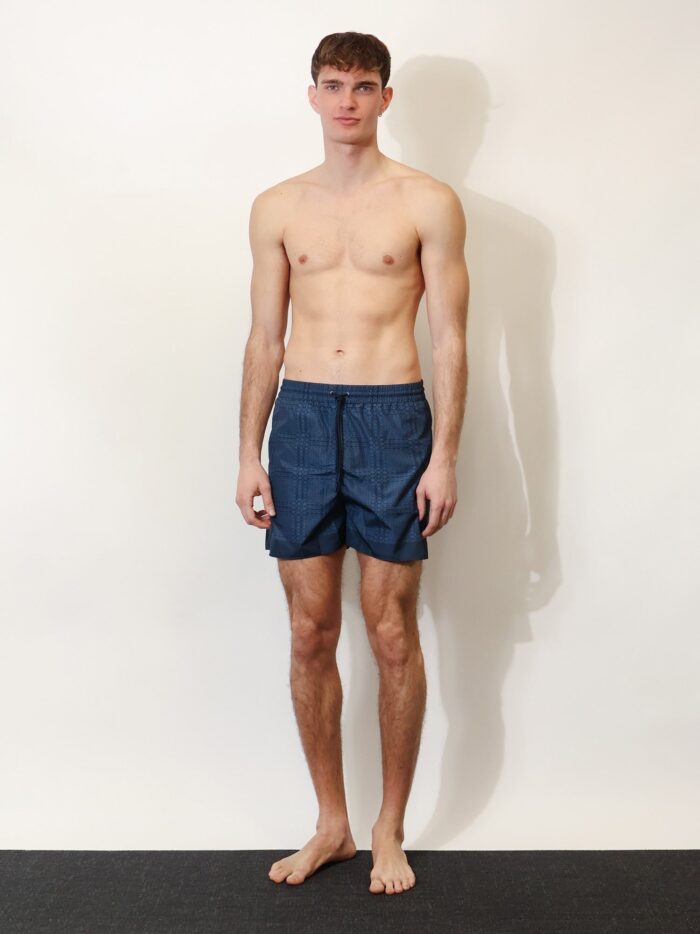 Nylon Swim Trunks With All-over Gucci Incrocio Print