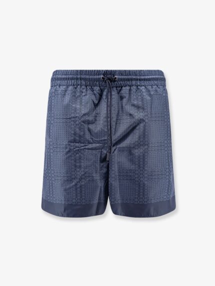 Nylon Swim Trunks With All-over Gucci Incrocio Print