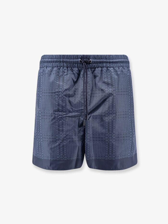 Nylon Swim Trunks With All-over Gucci Incrocio Print