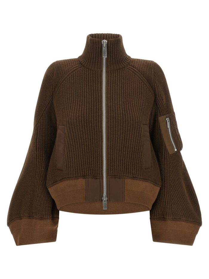 sacai 'nylon twill x wool knit' blouson SACAI 'Nylon Twill X Wool Knit' Blouson