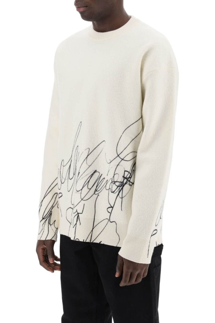 OAMC Scribble Print Wool Cotta Pullover