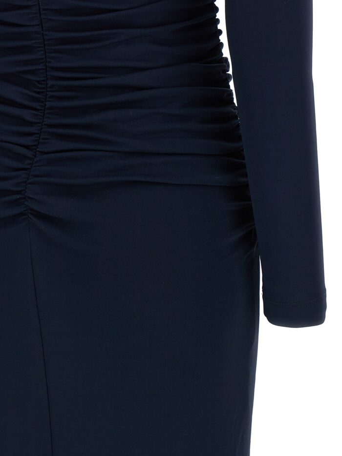 CAROLINA HERRERA 'Off-Shoulder 3/4 SLV Ruched Midi' Dress