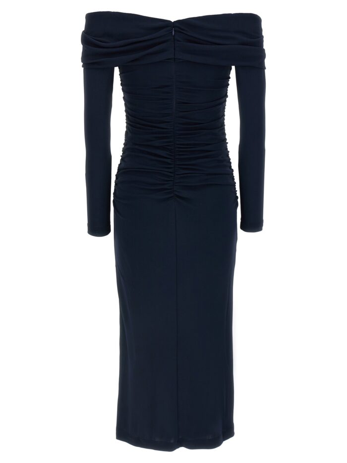 CAROLINA HERRERA 'Off-Shoulder 3/4 SLV Ruched Midi' Dress