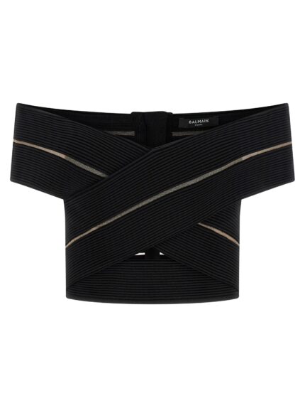 Balmain Off-the-shoulder Crop Top