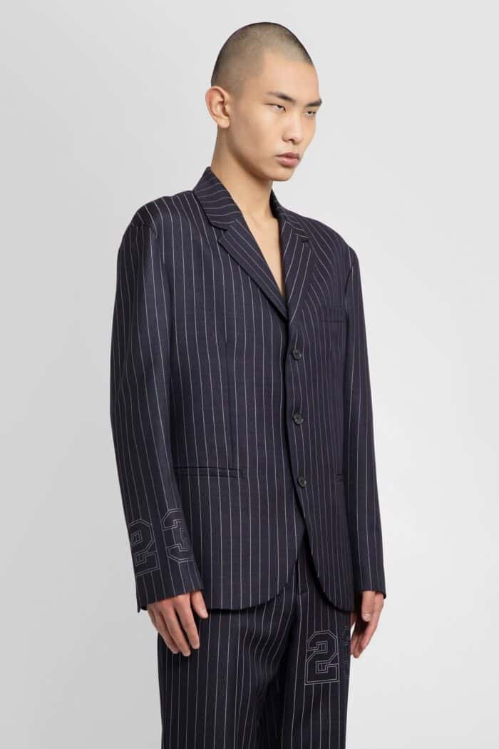 OFF-WHITE 23 Pinstripe Wool Buffalo Slim Blazer