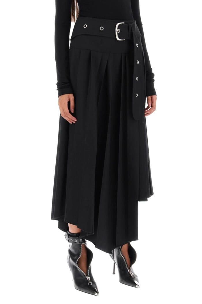 Off-white Belted Tech Drill Pleated Skirt