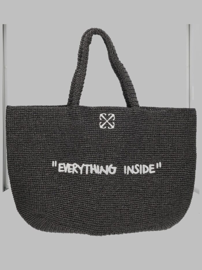 Off-white BORSA TOTE IN RAFIA CON RICAMO