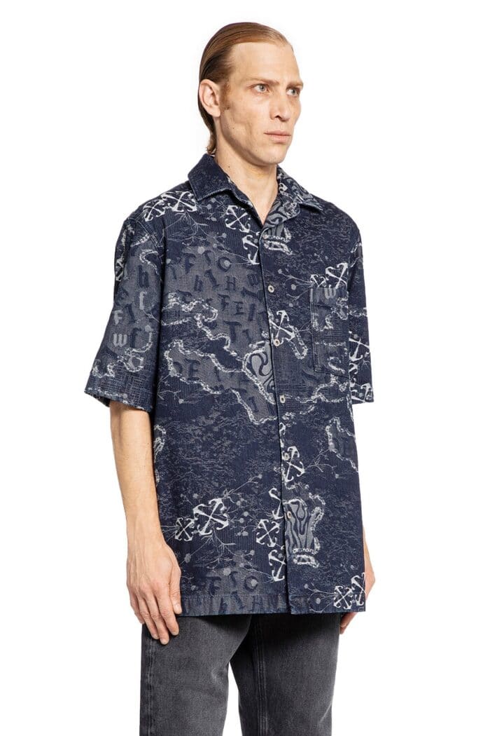 OFF-WHITE Camo Jacquard Denim Bowling Shirt