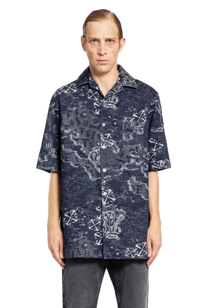 OFF-WHITE Camo Jacquard Denim Bowling Shirt