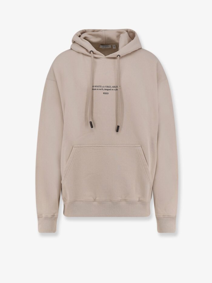 Off-White Cotton Sweatshirt With Frontal Logo Print