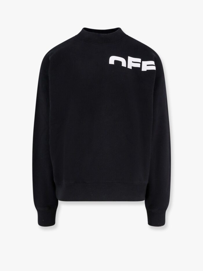 Off White Cotton Sweatshirt With Printed Logo On The Front