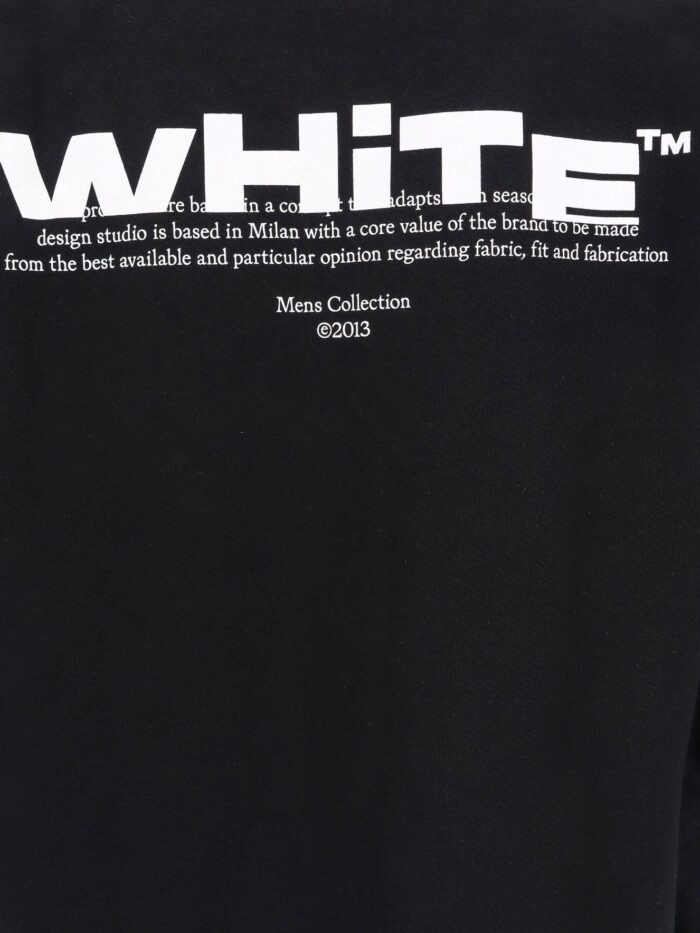 Off White Cotton Sweatshirt With Printed Logo On The Front