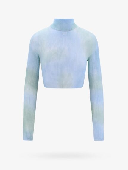 Off-White Crop Fit Top With Tie-dye Effect