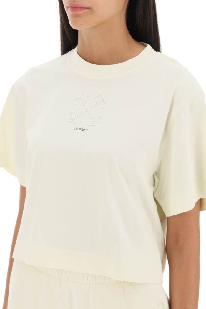 Off-white Cropped T-shirt With Arrow Motif