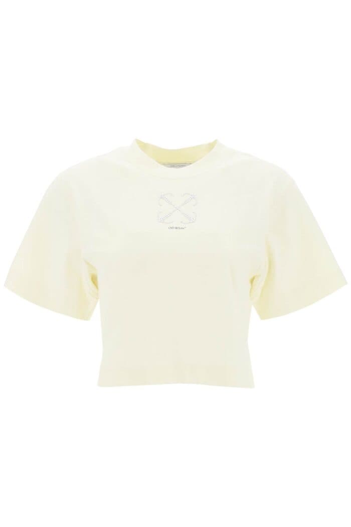 Off-white Cropped T-shirt With Arrow Motif