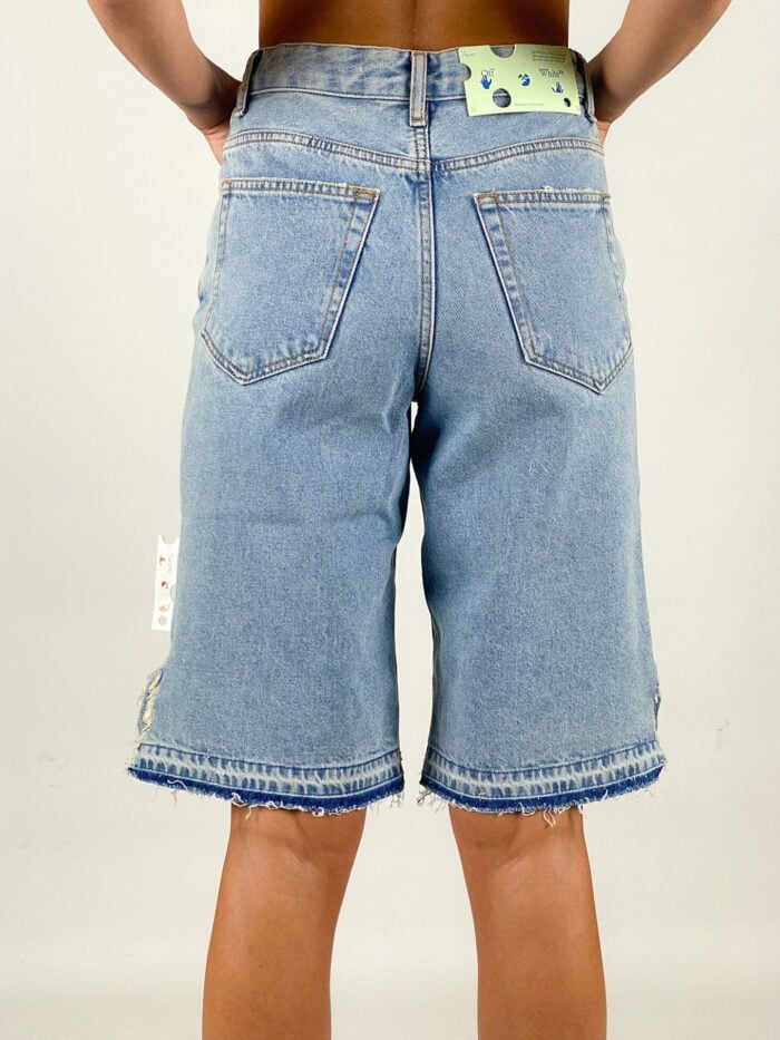 Off White Denim Knee-Length Shorts