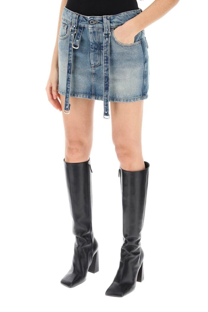 OFF-WHITE Denim Mini Skirt With Straps