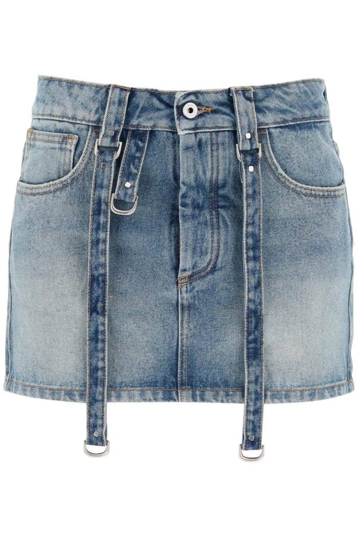 OFF-WHITE Denim Mini Skirt With Straps