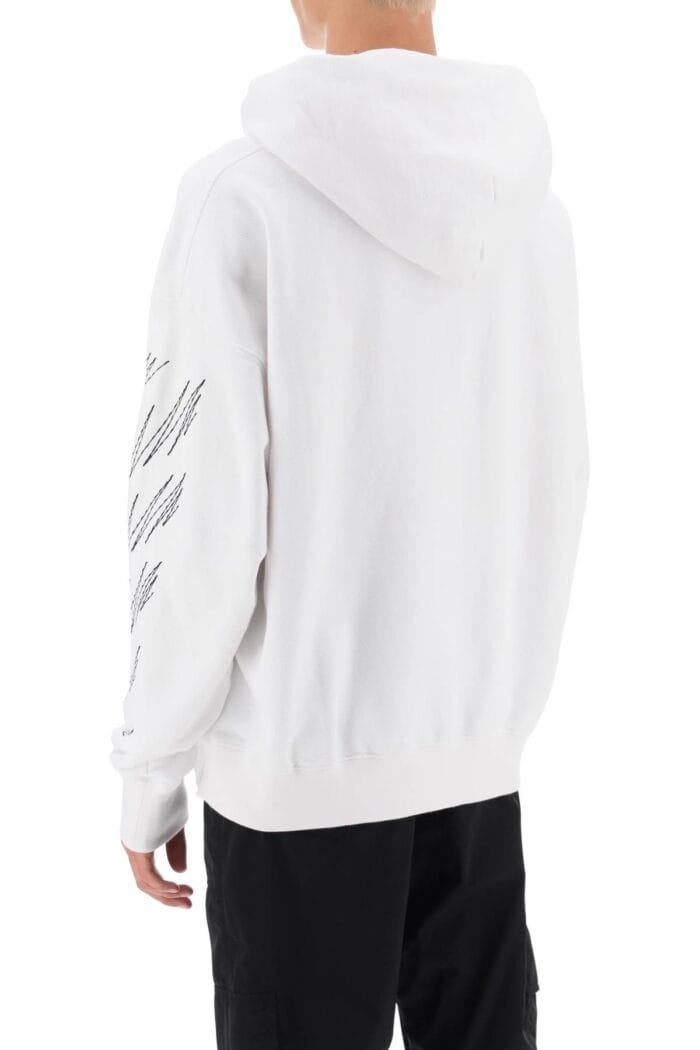 Off-white Hoodie With Contrasting Topstitching