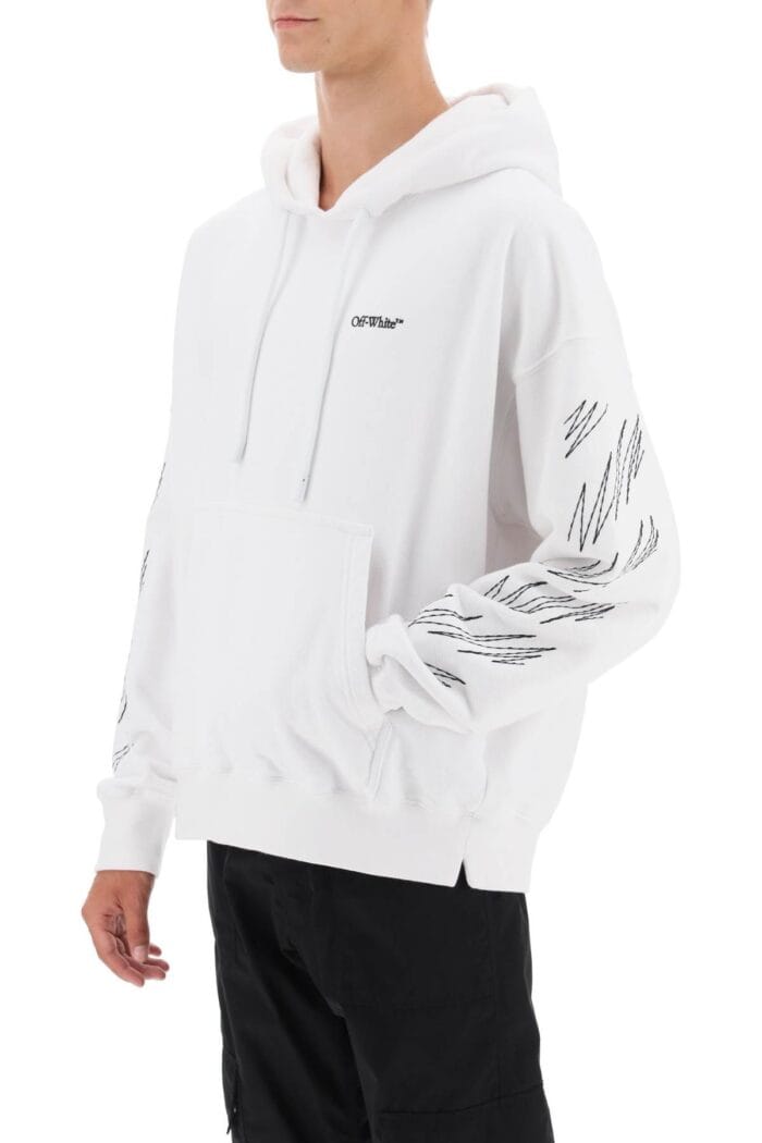 Off-white Hoodie With Contrasting Topstitching