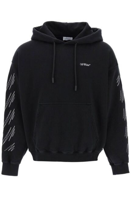 Off-white Hoodie With Contrasting Topstitching