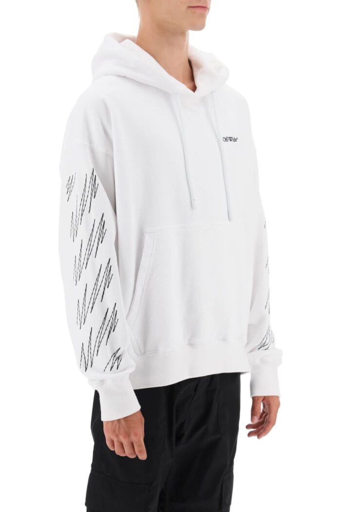 Off-white Hoodie With Contrasting Topstitching