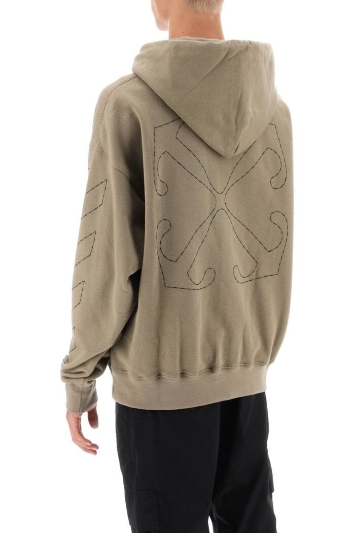 Off-white Hoodie With Topstitched Motifs