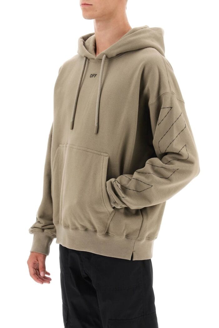 Off-white Hoodie With Topstitched Motifs