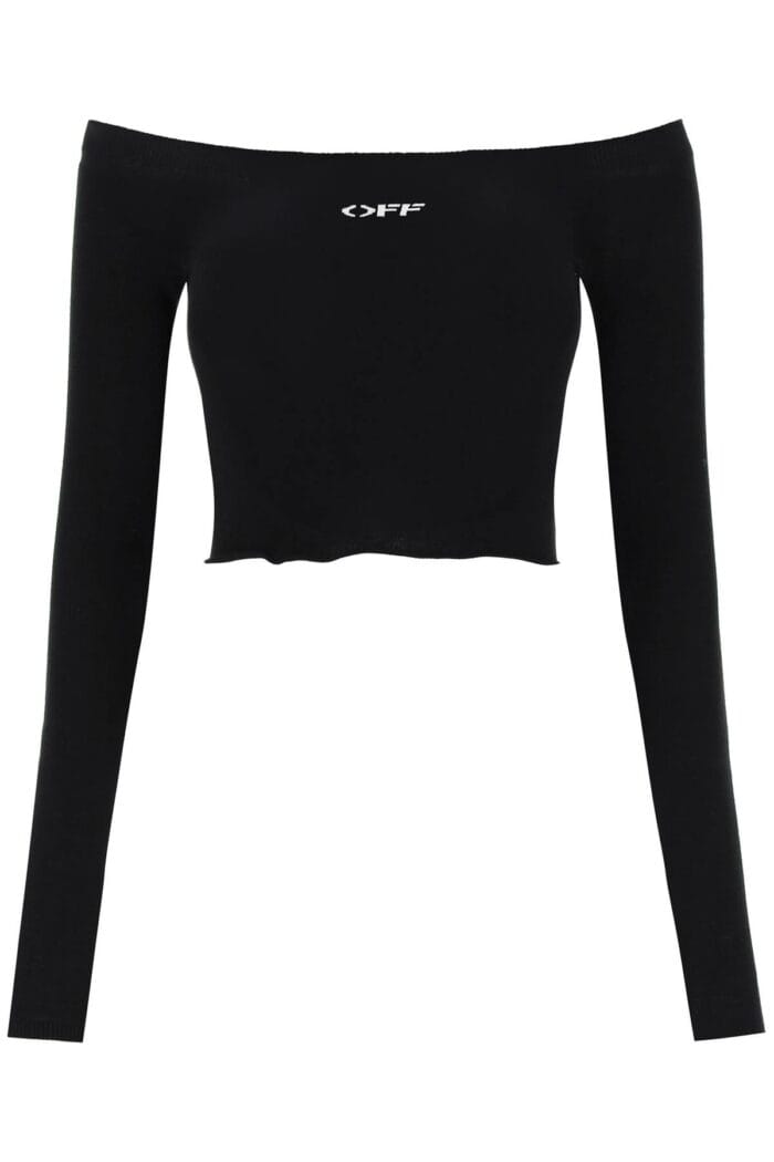 OFF-WHITE Knitted Off-shoulder Cropped Top