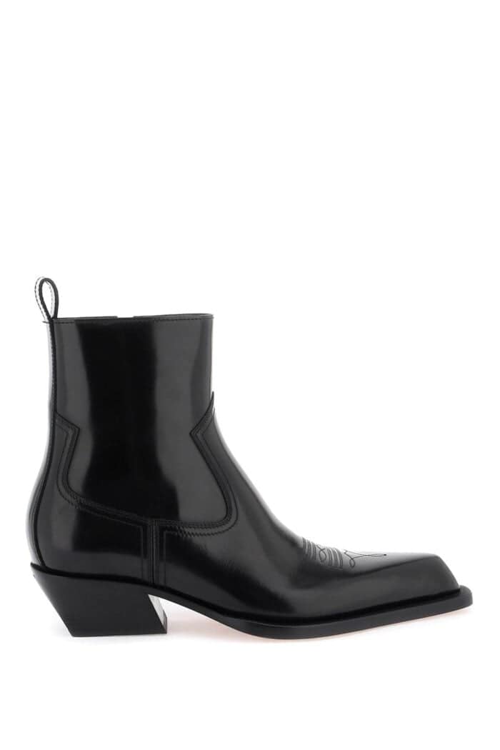 Off-white Leather Texan Ankle Boots