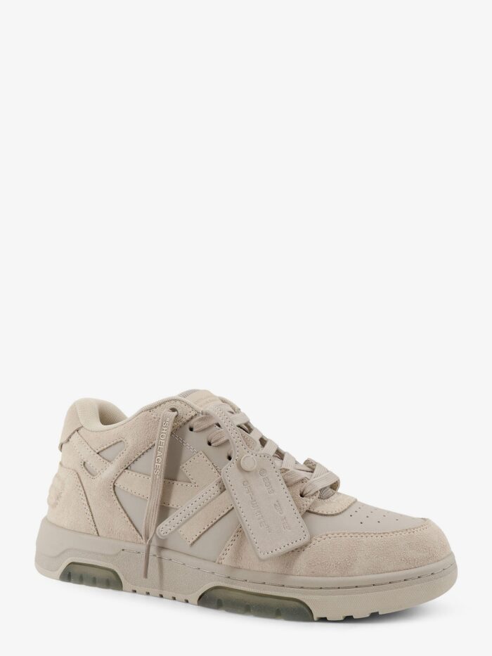 Off-White Out Of Office Suede And Leather Sneakers With Iconic Logo On The Side