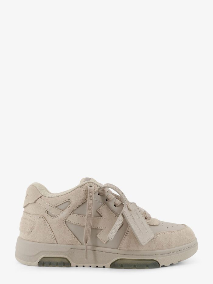 Off-White Out Of Office Suede And Leather Sneakers With Iconic Logo On The Side