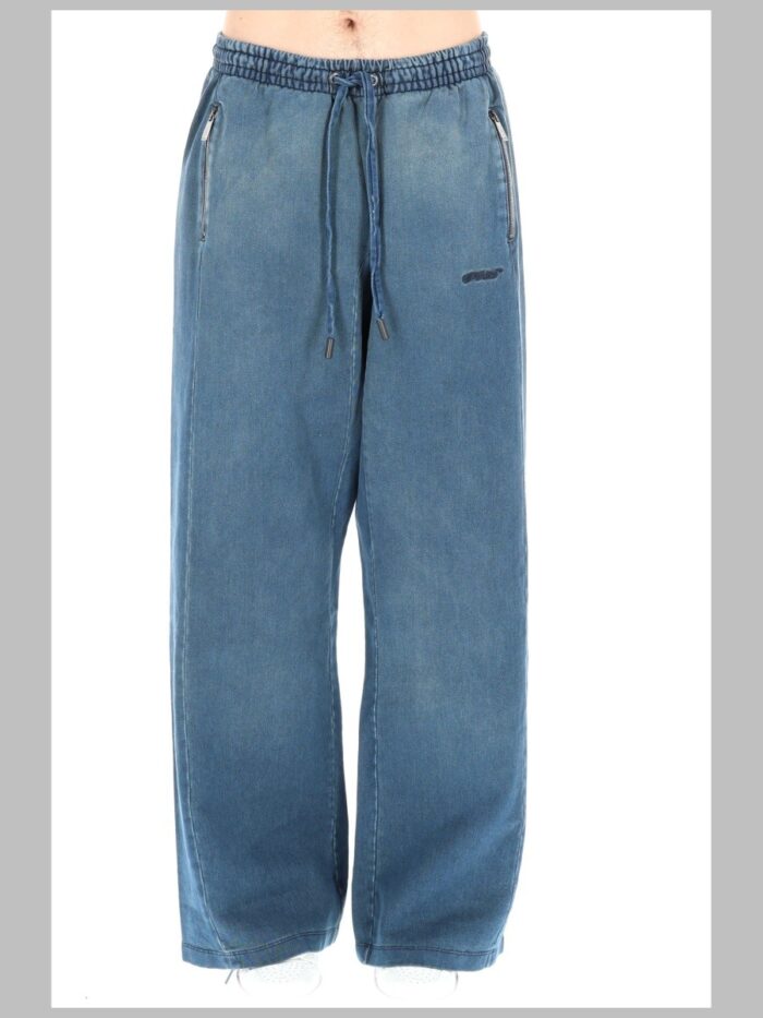 Off-white PANTALONE SPORTIVO "DISTRESS DIAG SLOUCHY"