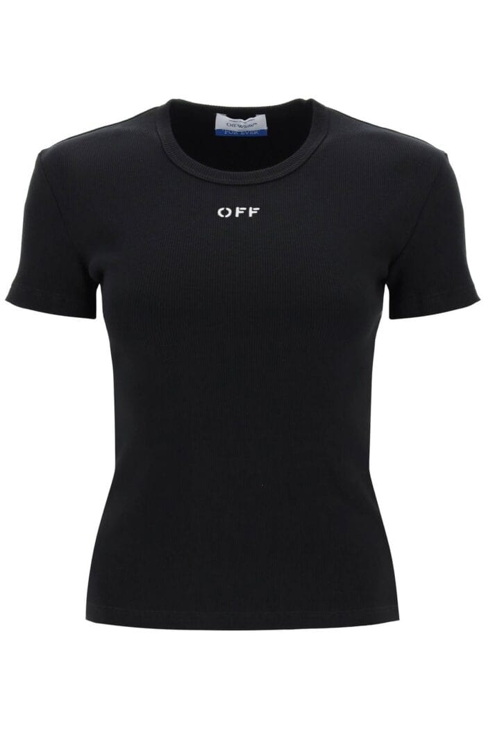 OFF-WHITE Ribbed T-shirt With Off Embroidery