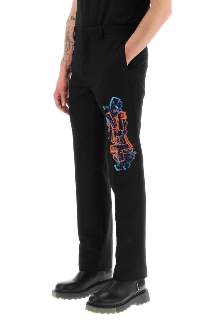 Off-white Slim Pants With Graffiti Patch