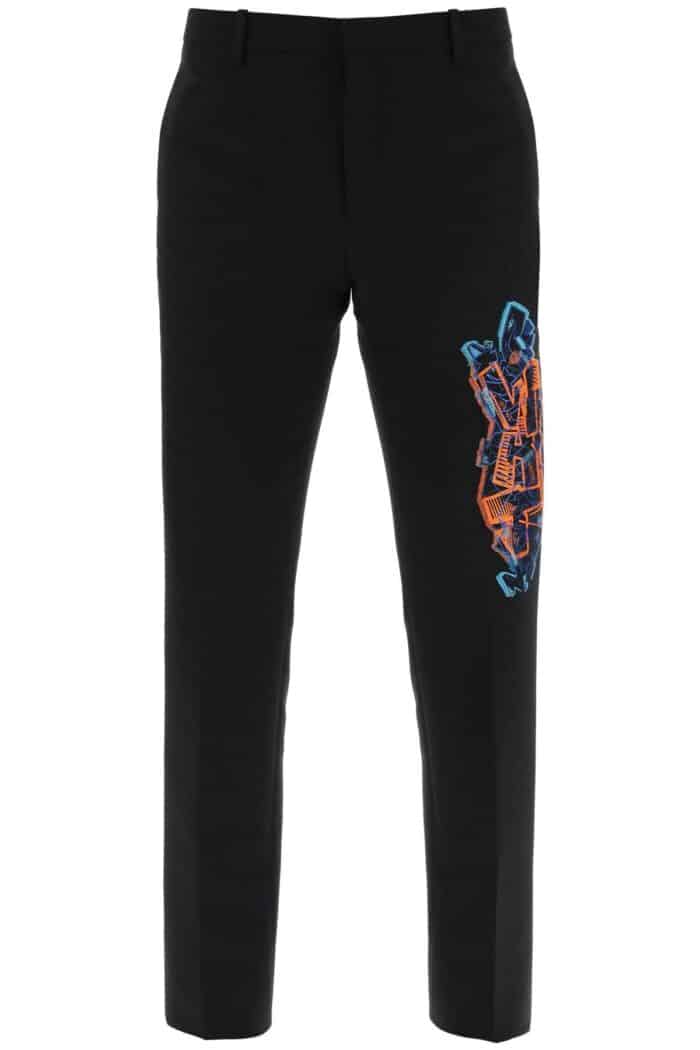 Off-white Slim Pants With Graffiti Patch