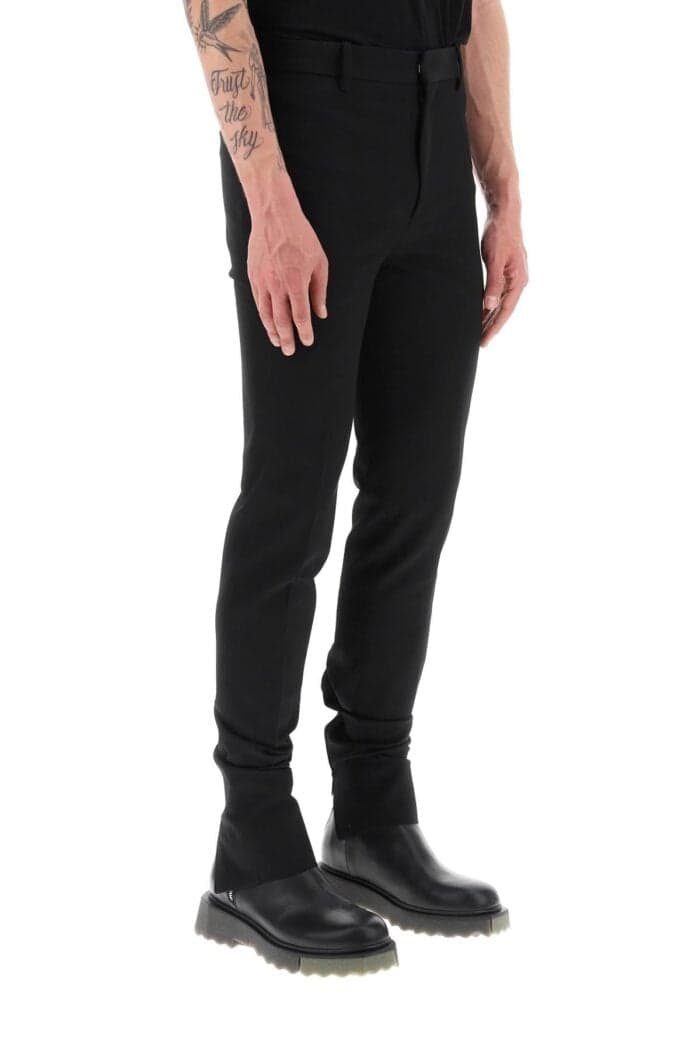 Off-white Slim Tailored Pants With Zippered Ankle