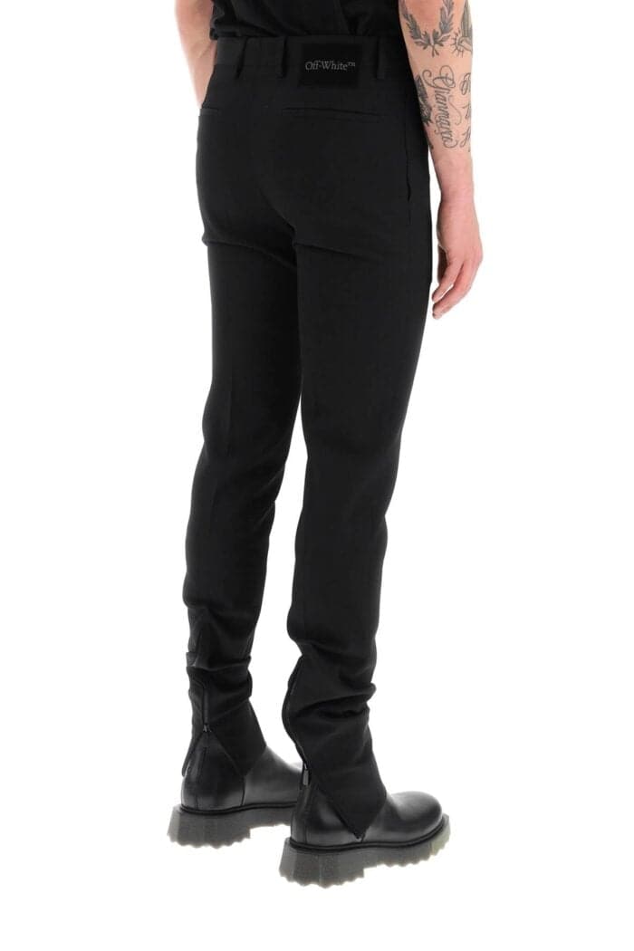 Off-white Slim Tailored Pants With Zippered Ankle