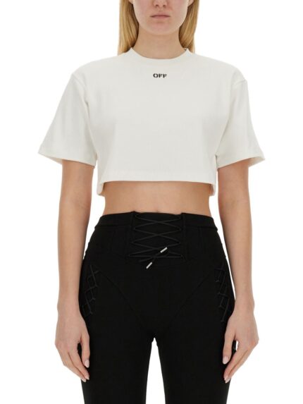 Off-white T-SHIRT CROPPED A COSTE
