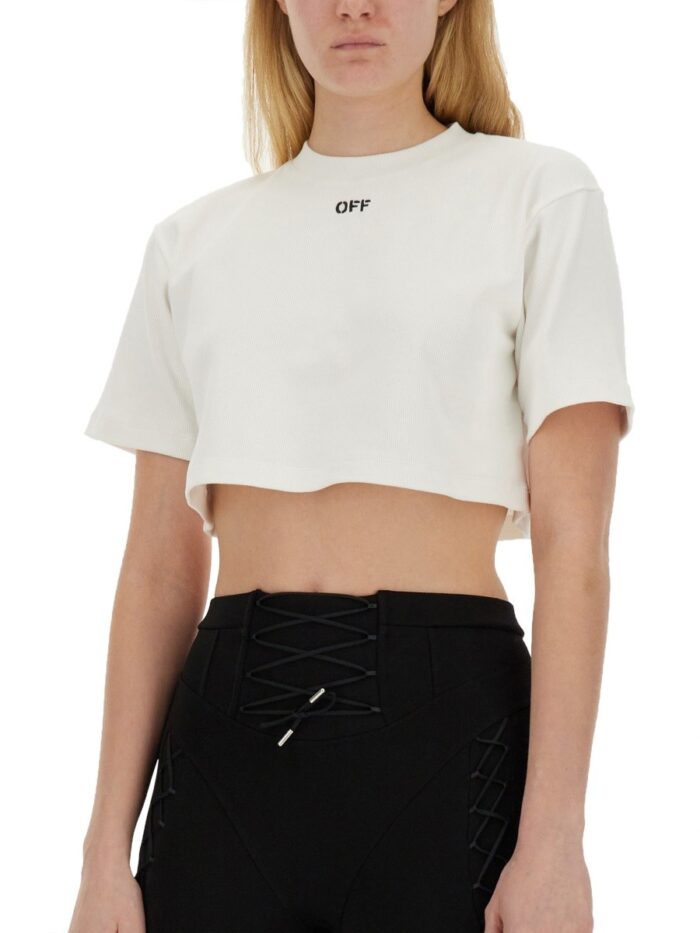 Off-white T-SHIRT CROPPED A COSTE
